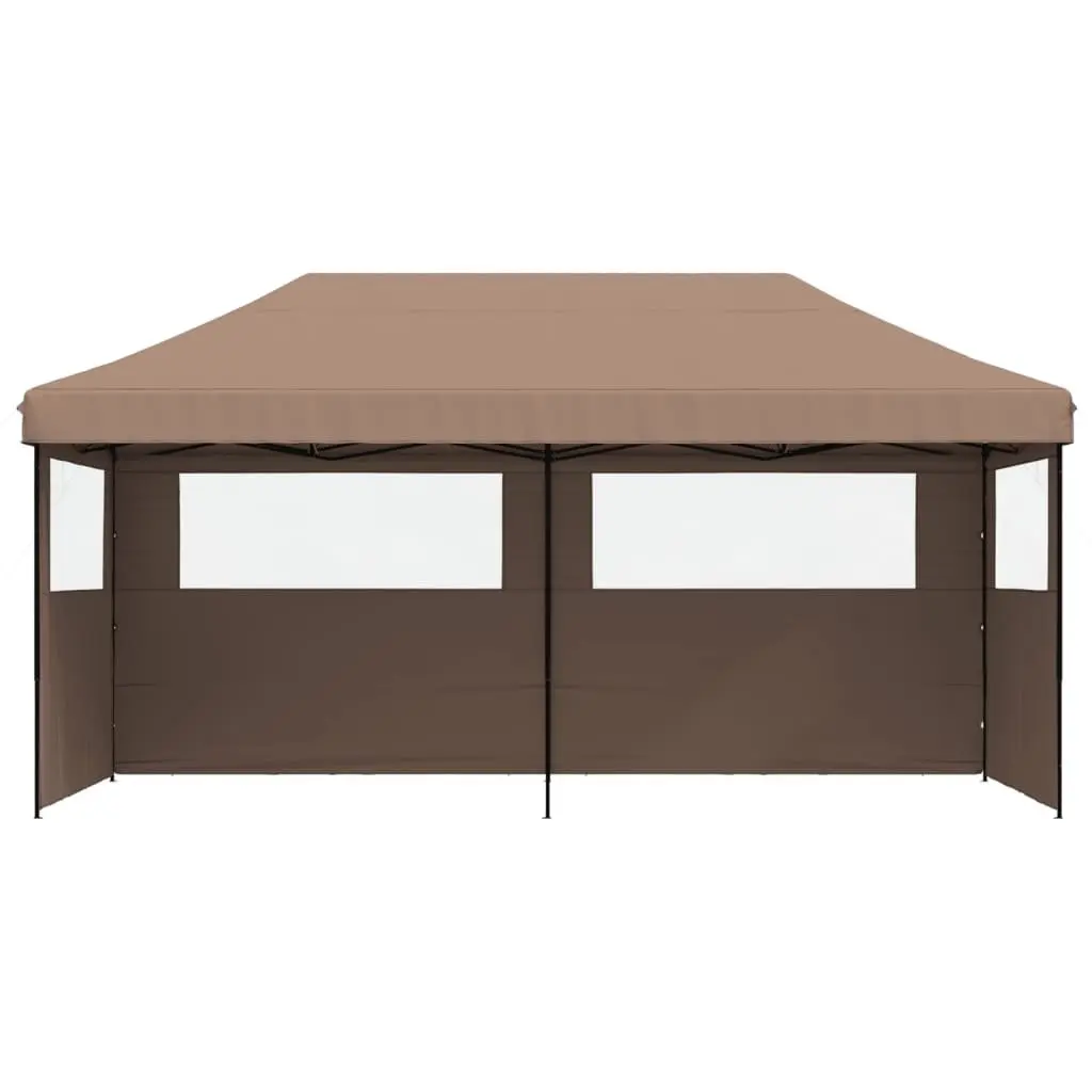 Pop-Up Party Tent Oxford Fabric 3 Sidewalls Brown Outdoor Gazebo Canopy