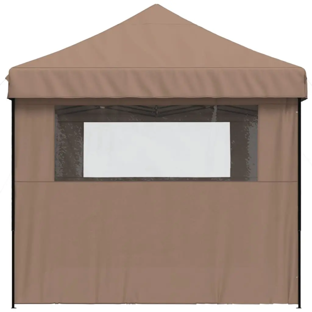 Pop-Up Party Tent Oxford Fabric 3 Sidewalls Brown Outdoor Gazebo Canopy