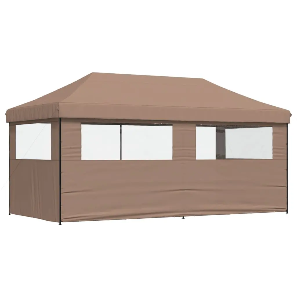 Pop-Up Party Tent Oxford Fabric 3 Sidewalls Brown Outdoor Gazebo Canopy