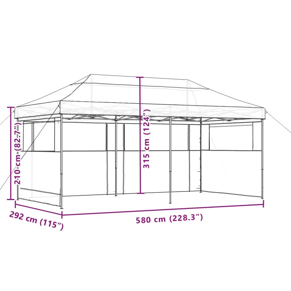 Foldable Pop-Up Party Tent Outdoor Gazebo with 3 Sidewalls Orange Garden