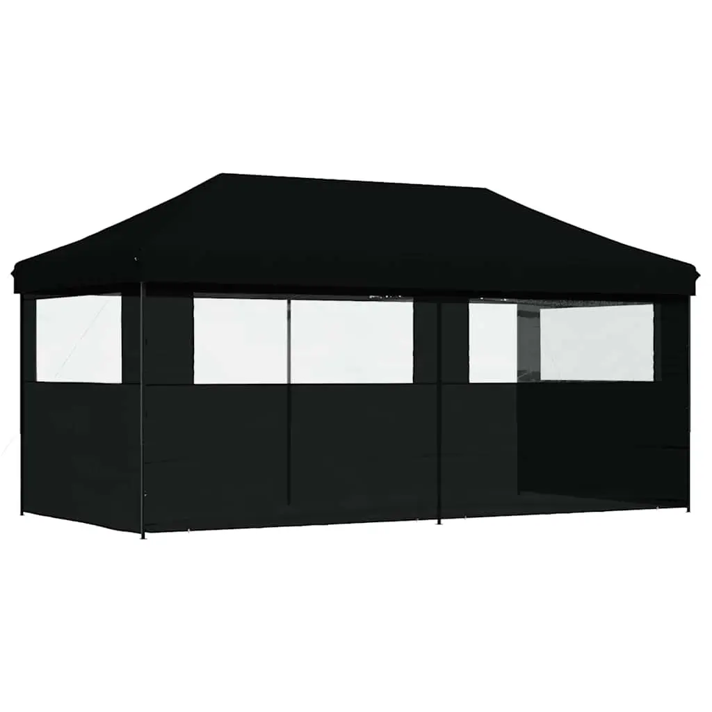 Outdoor Pop-Up Party Tent with 3 Sidewalls Black