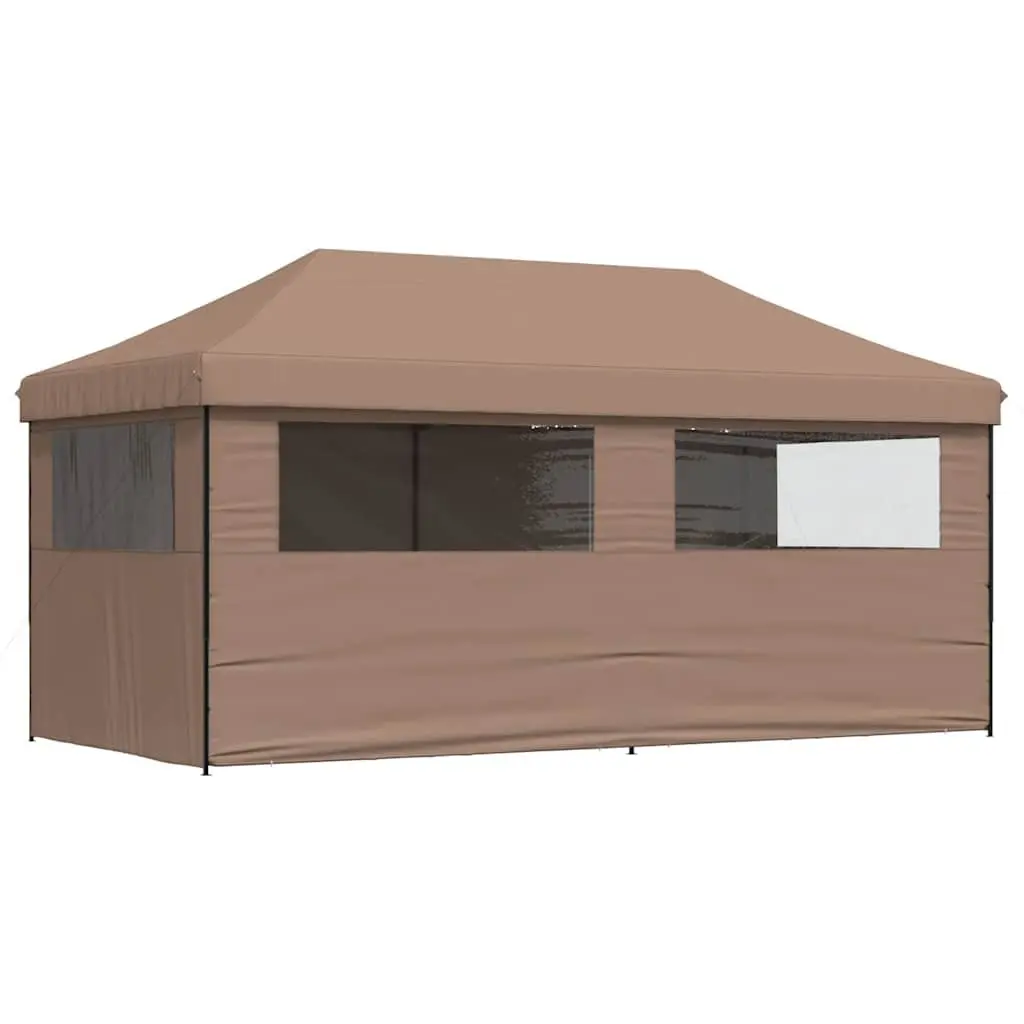 Pop-Up Party Tent Oxford Fabric Brown 4 Sidewalls
