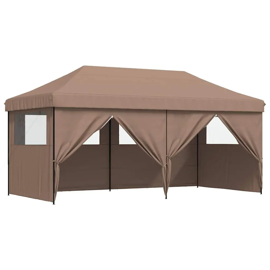 Pop-Up Party Tent Oxford Fabric Brown 4 Sidewalls