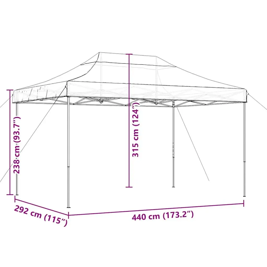 Pop-Up Party Tent Oxford Fabric 440x292x315cm Black