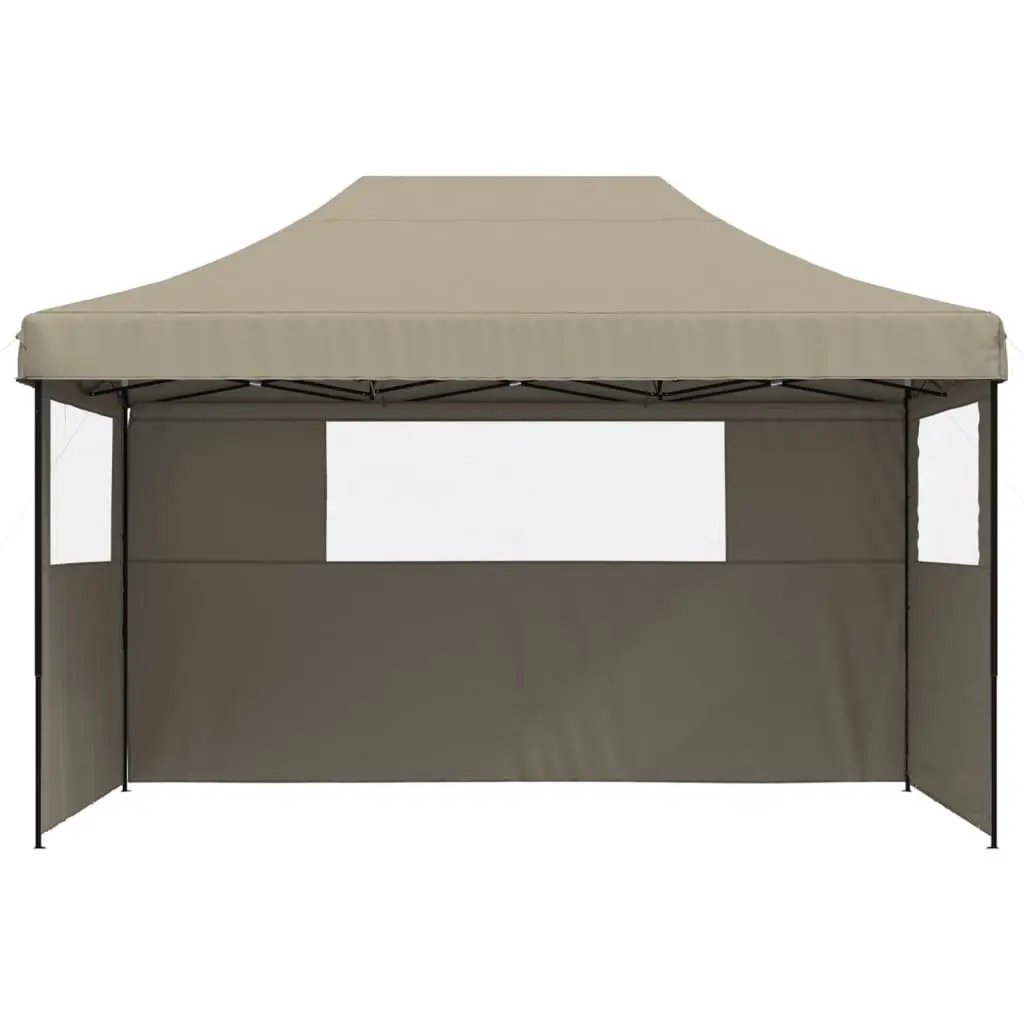Pop-Up Party Tent Oxford Fabric 3 Sidewalls Clear Windows Outdoor Gazebo Taupe