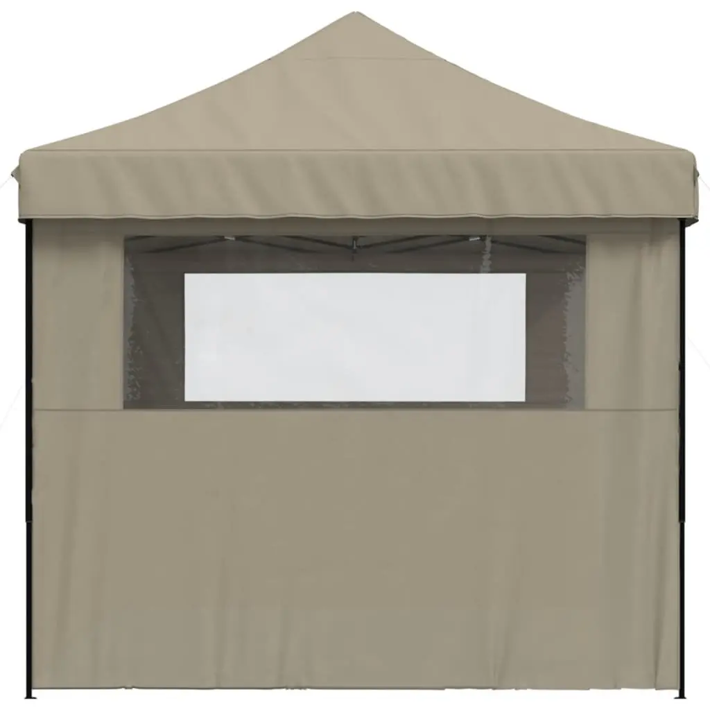 Pop-Up Party Tent Oxford Fabric 3 Sidewalls Clear Windows Outdoor Gazebo Taupe
