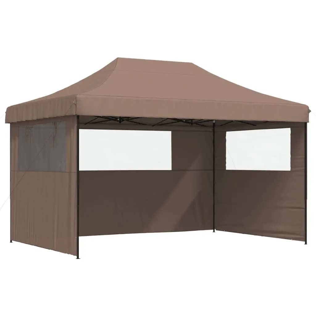 Pop-Up Party Tent Oxford Fabric 3 Sidewalls Brown