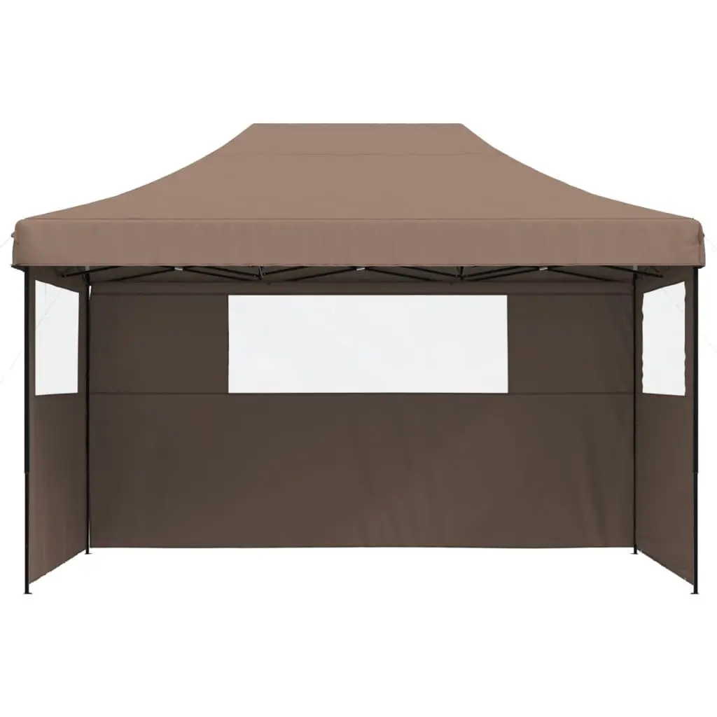 Pop-Up Party Tent Oxford Fabric 3 Sidewalls Brown