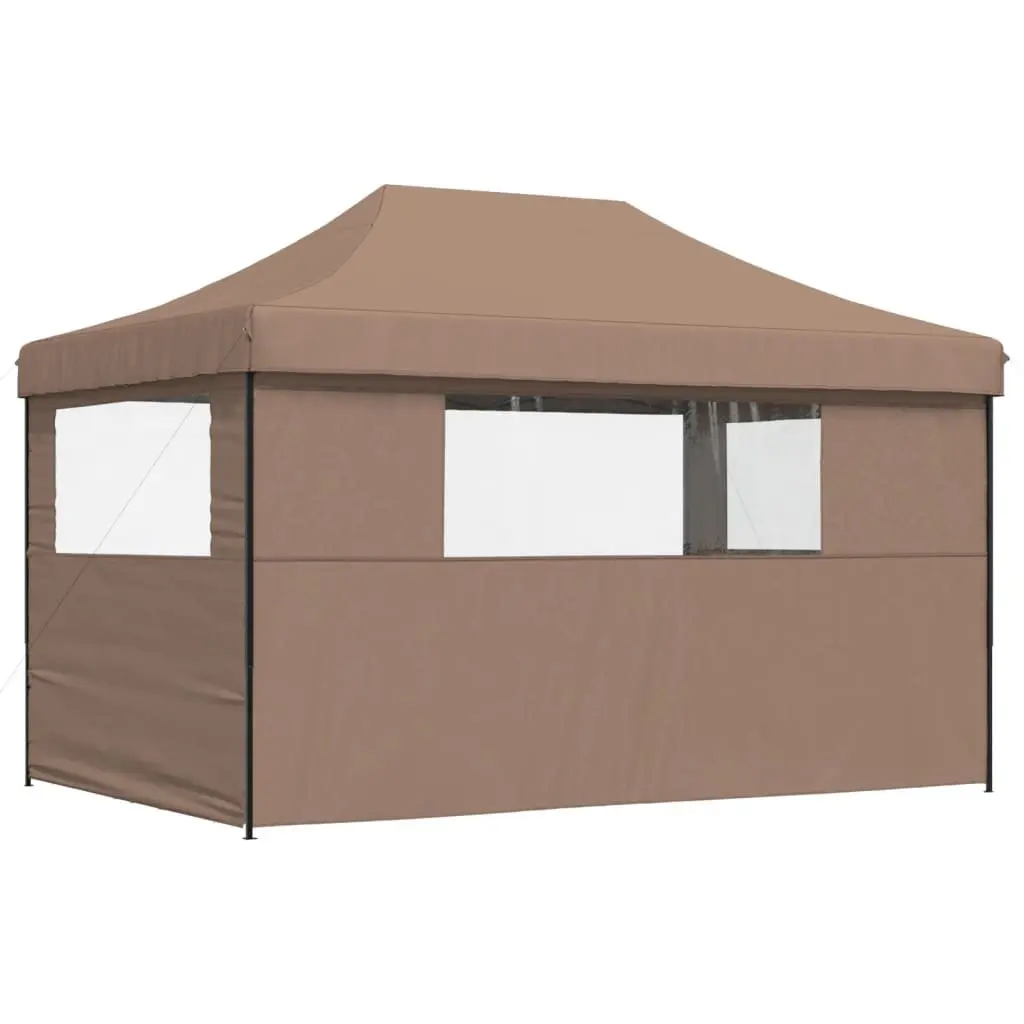 Pop-Up Party Tent Oxford Fabric 3 Sidewalls Brown