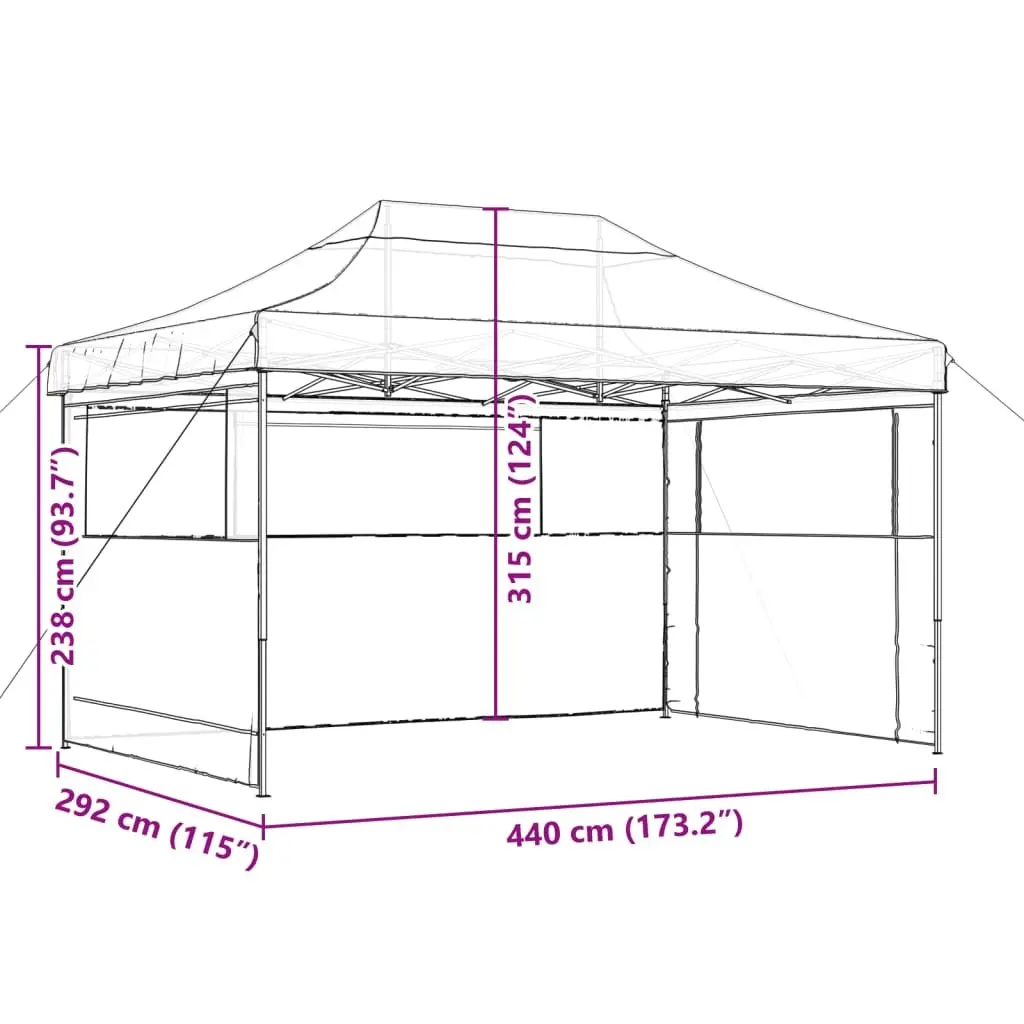 Pop-Up Party Tent Oxford Fabric 3 Sidewalls Brown