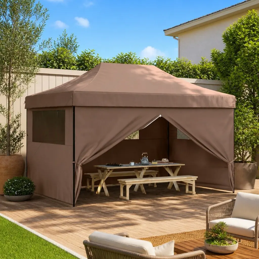 Brown Pop-Up Party Tent with Sidewalls