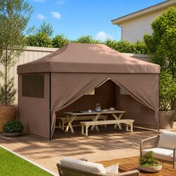 Premium Brown Pop-Up Party Tent with Sidewalls