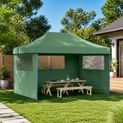 Sturdy Green Outdoor Gazebo with 3 Sidewalls