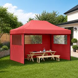 Durable Red Pop-Up Party Tent with 3 Sidewalls