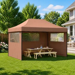 Brown Outdoor Gazebo Party Tent with 3 Sidewalls