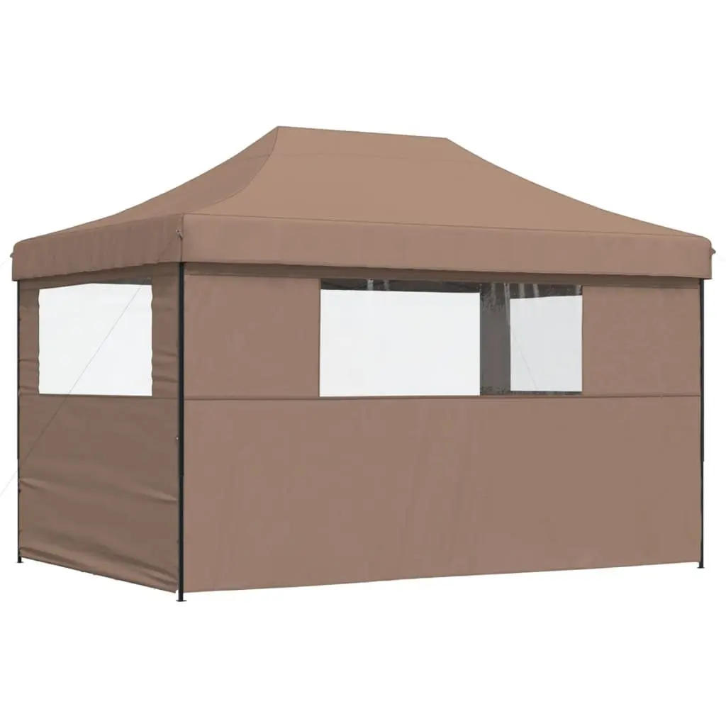 Pop-Up Party Tent Oxford Fabric 3 Sidewalls Brown Garden Canopy