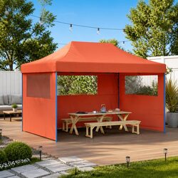 Durable Orange Foldable Pop-Up Party Tent with 3 Sidewalls