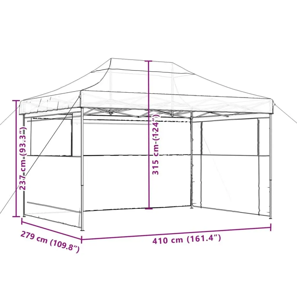 Pop-Up Party Tent Oxford Fabric 3 Sidewalls Orange