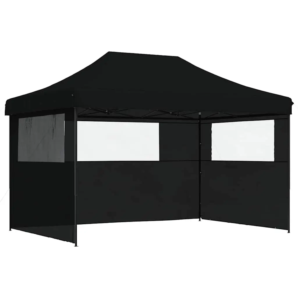 Pop-Up Party Tent Oxford Fabric 3 Sidewalls Black