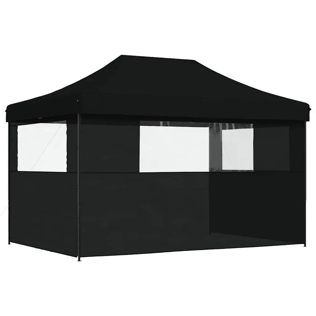 Pop-Up Party Tent Oxford Fabric 3 Sidewalls Black