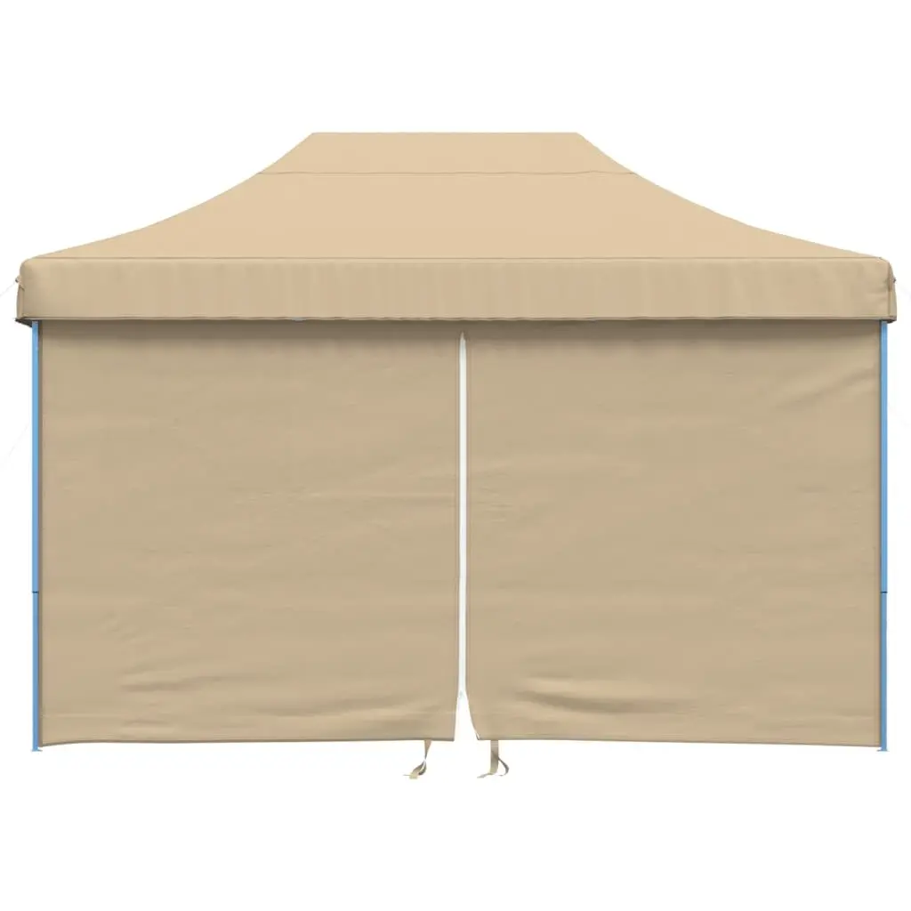 Foldable Pop-Up Party Tent Oxford Fabric Beige 4 Sidewalls