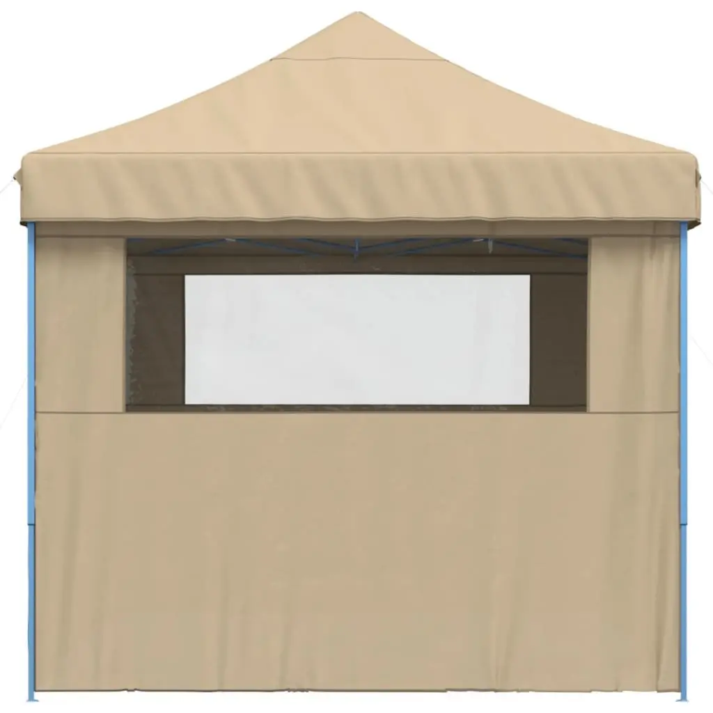 Foldable Pop-Up Party Tent Oxford Fabric Beige 4 Sidewalls