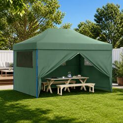 Durable Green Foldable Pop-Up Tent with Sidewalls