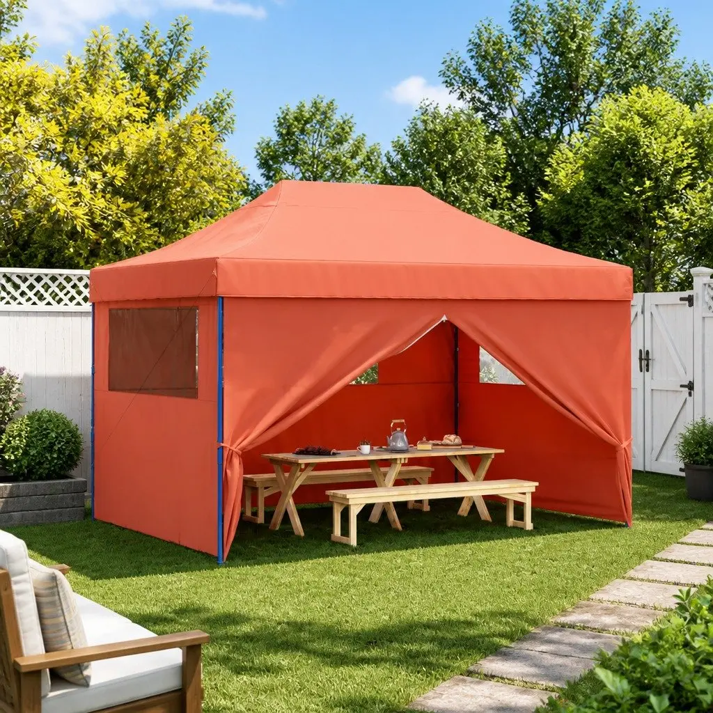 Orange Pop-Up Party Tent with Sidewalls