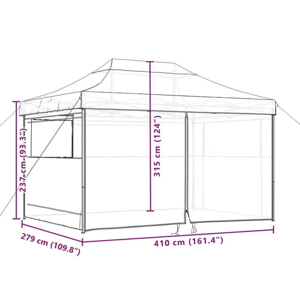 Orange Pop-Up Party Tent with Sidewalls