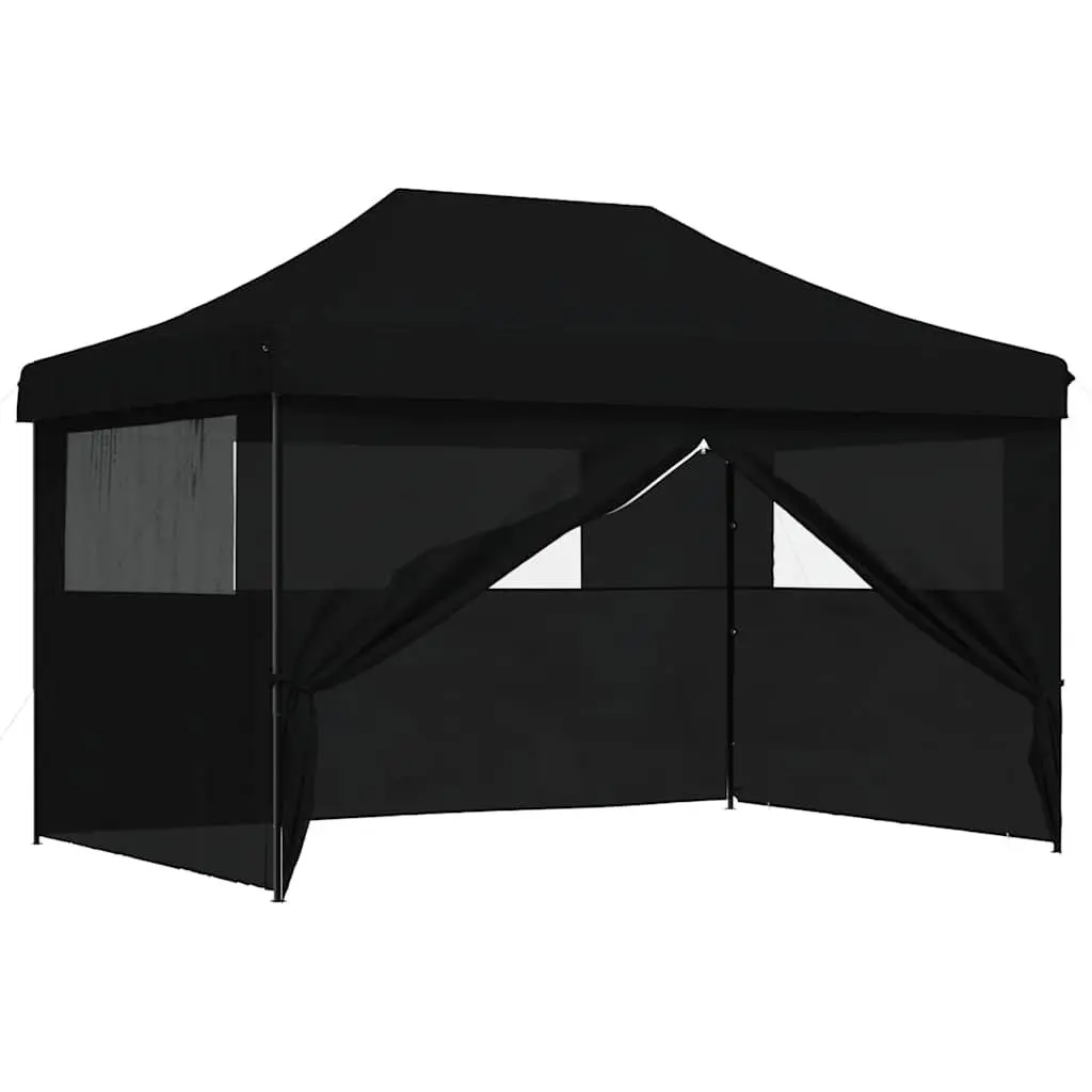 Black Foldable Party Tent with Four Sidewalls
