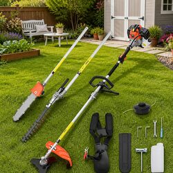 4-in-1 Brush Cutter Grass Trimmer Hedge Pruner Weed Whacker 52cc 1.45kW Garden