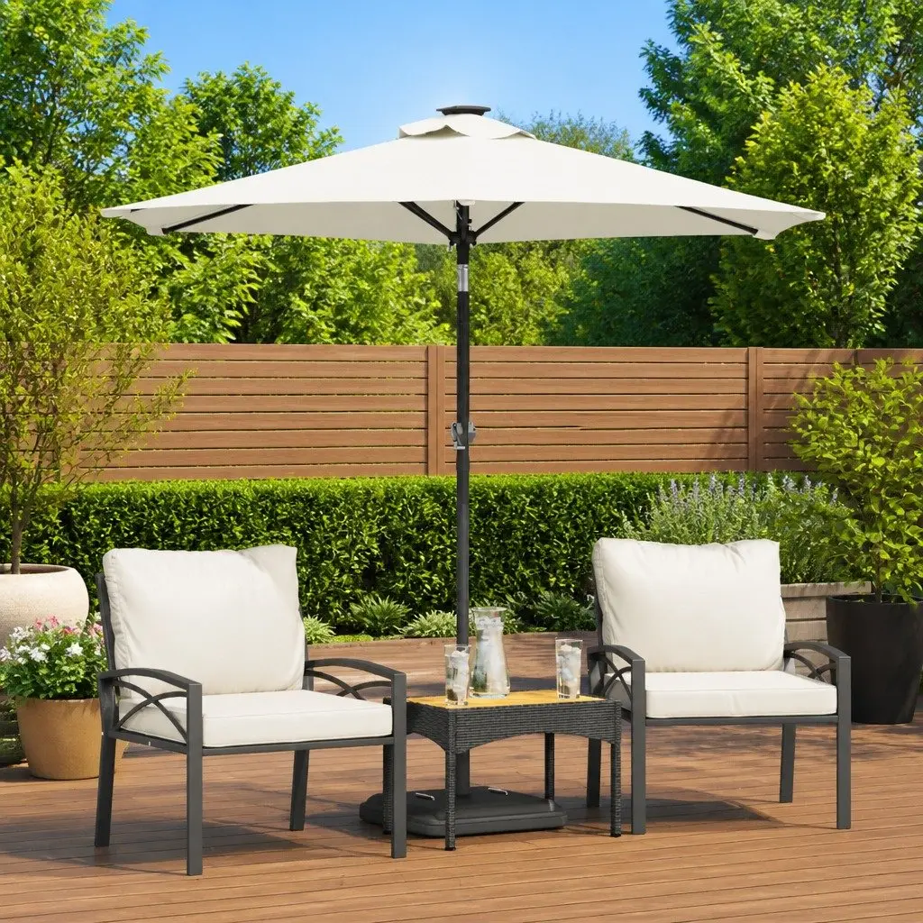 Garden Parasol Steel Polyester 225x225x212cm White