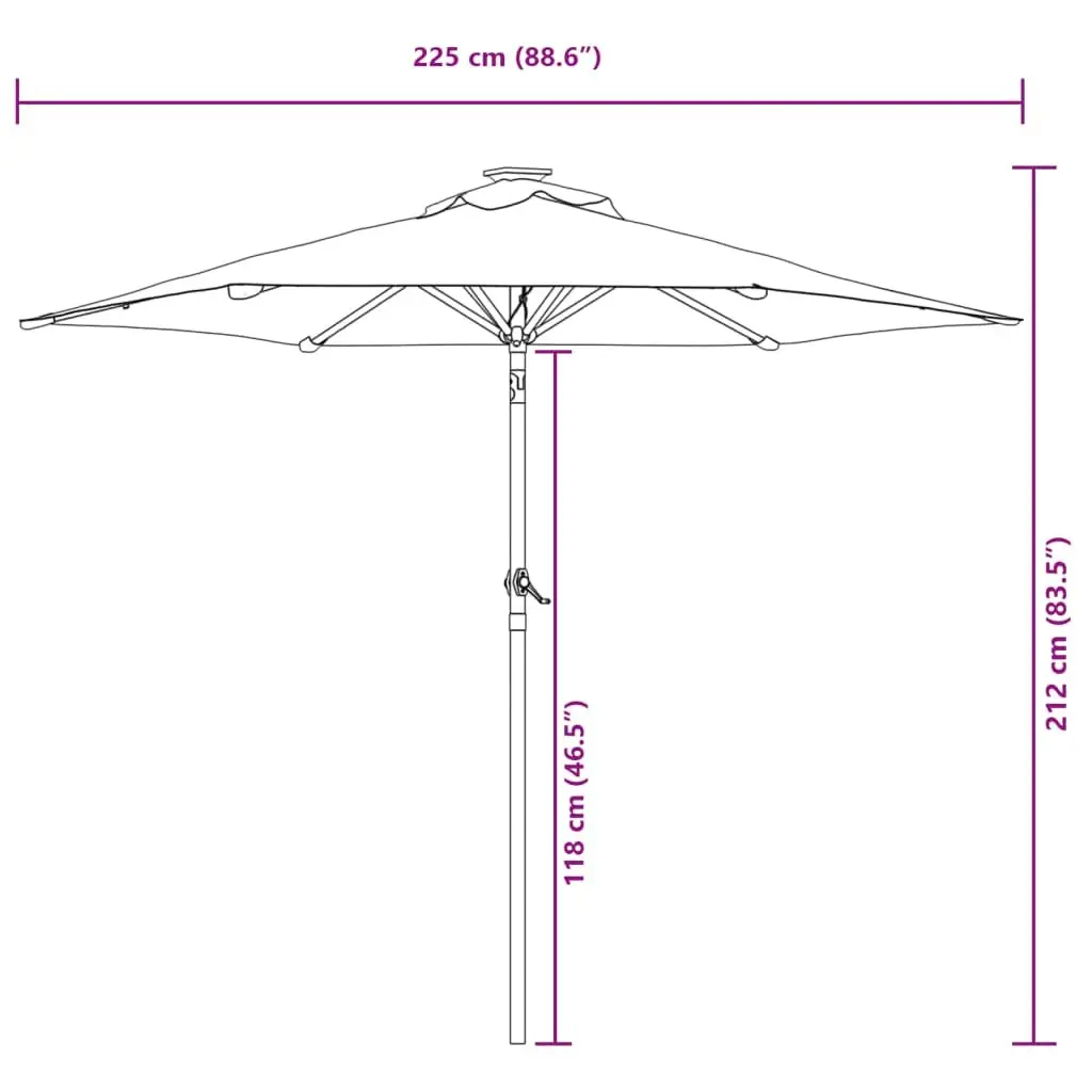 Garden Parasol Steel Polyester 225x225x212cm White