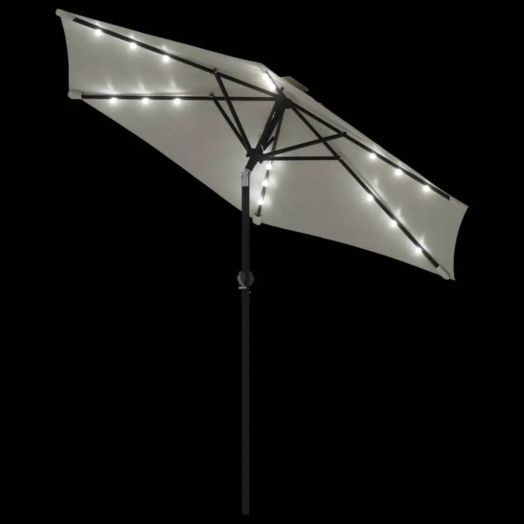 Garden Parasol Polyester 225x225x212cm White with LED Lights