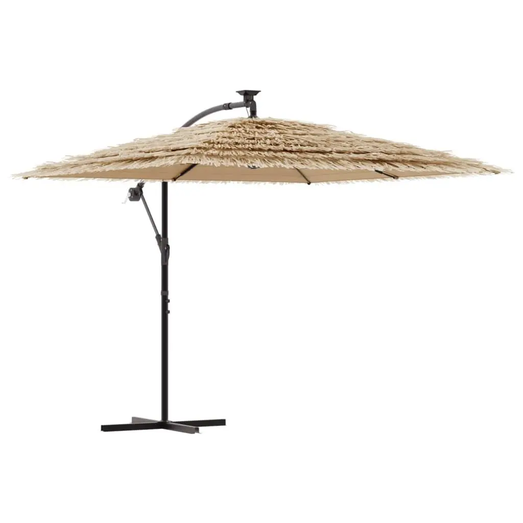 Brown Garden Parasol with Crank Mechanism