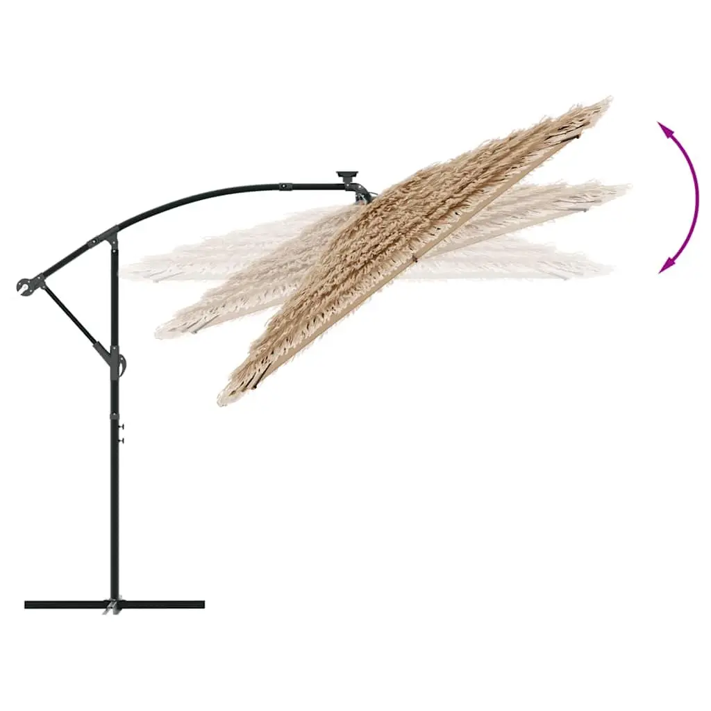 Brown Garden Parasol with Crank Mechanism