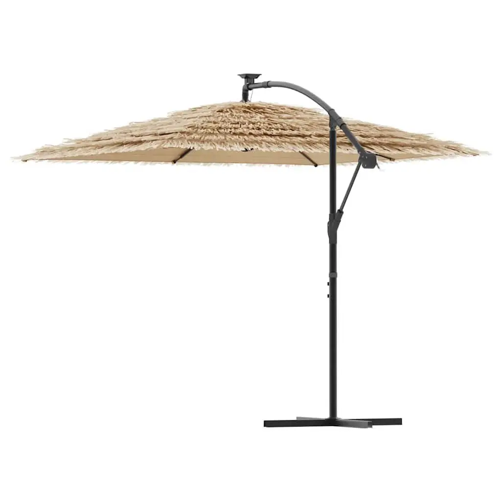 Brown Garden Parasol with Crank Mechanism