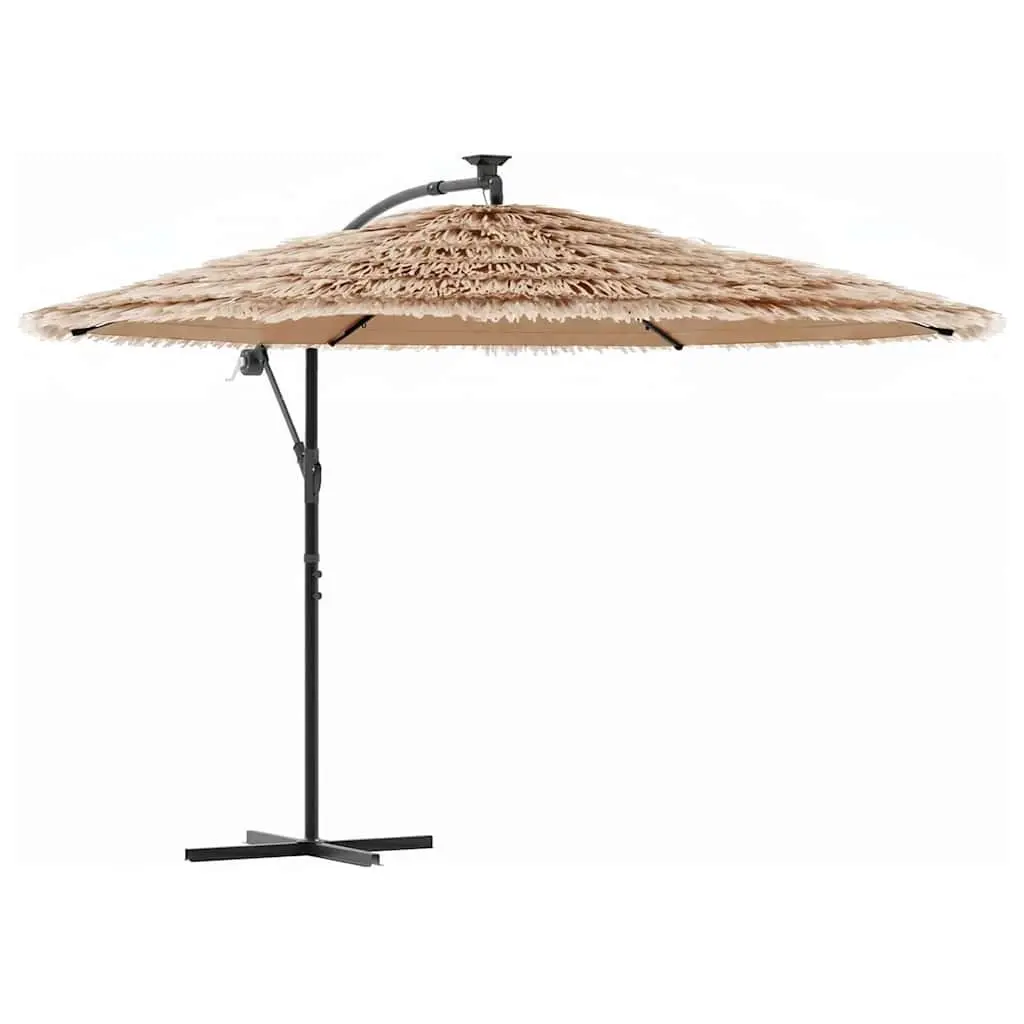 Garden Parasol Polyester Canopy 290x290x238cm Brown Steel Pole