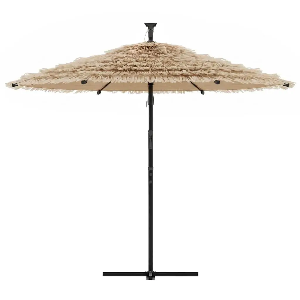 Garden Parasol Polyester Canopy 290x290x238cm Brown Steel Pole