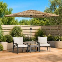 Sturdy Brown Garden Parasol with Crank Mechanism