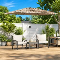 Sturdy Brown Garden Parasol Outdoor Umbrella 300x200cm