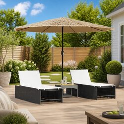 Brown Garden Parasol Outdoor Umbrella with Steel Pole