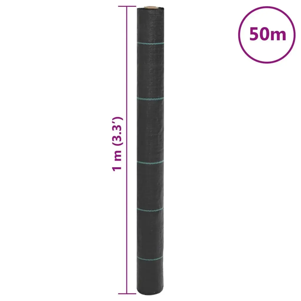 Black Landscape Fabric Weed Control Membrane 1x50m