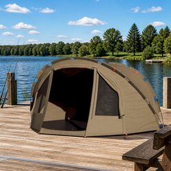 Olive Green Fishing Tent for 2, Waterproof with UV Protection