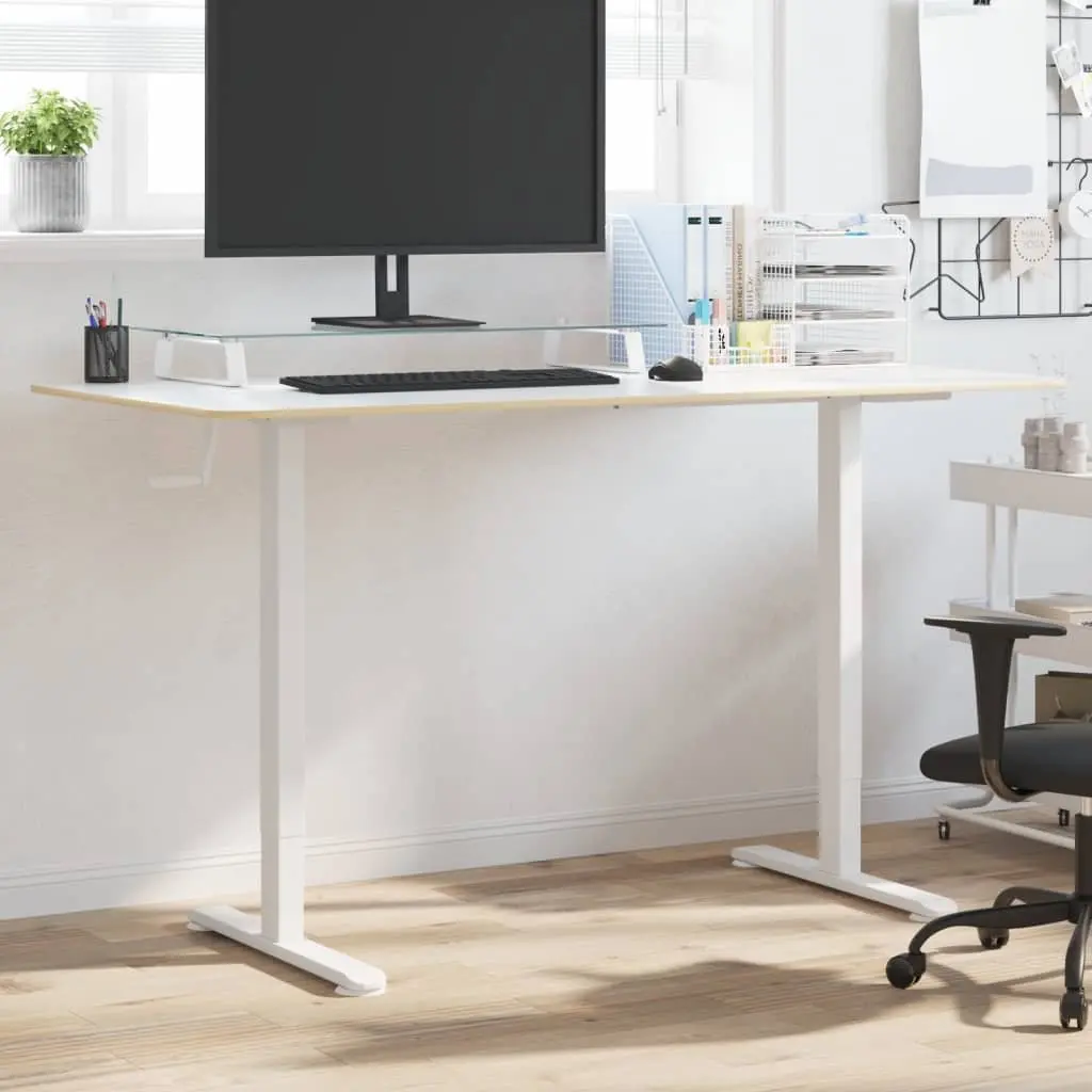 Adjustable Standing Desk Frame White Steel Height Riser Office Workstation