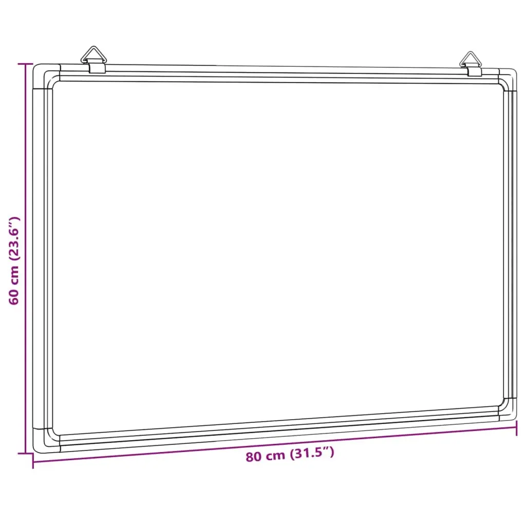Magnetic Whiteboard Lacquer-coated 80x60cm Aluminium Frame White