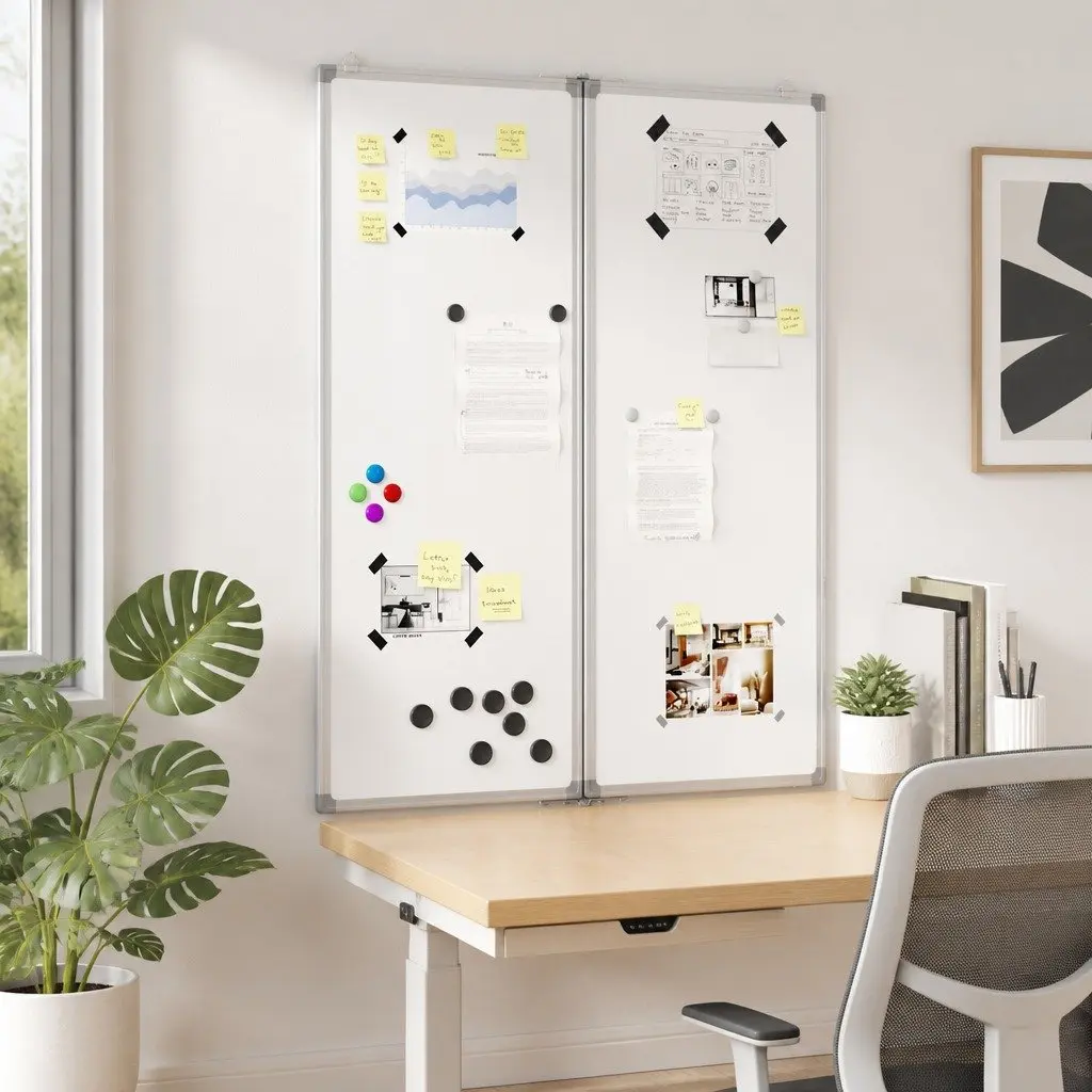 Foldable Two Panel Magnetic Whiteboard