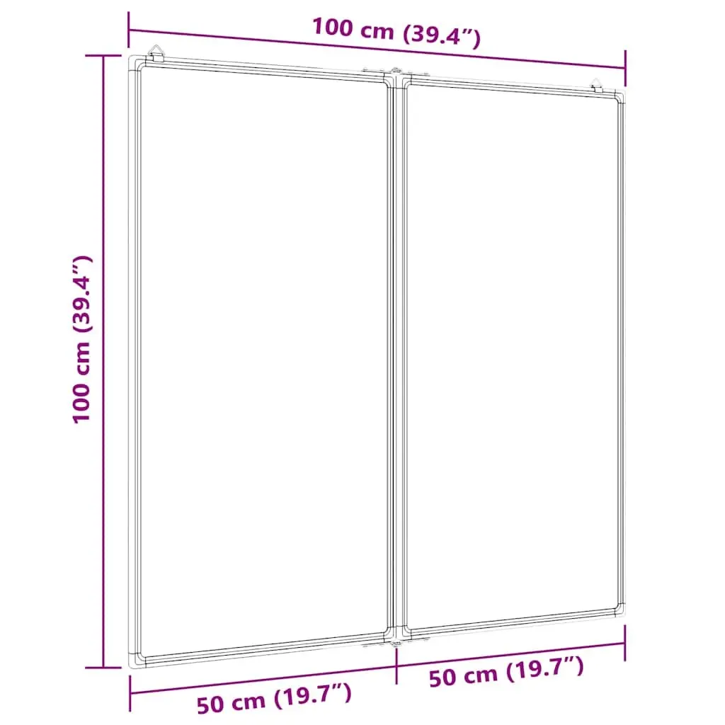 Foldable Magnetic Whiteboard Aluminium 100 x 100 cm White