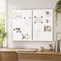 Durable Foldable Dual Panel Magnetic Whiteboard for Office