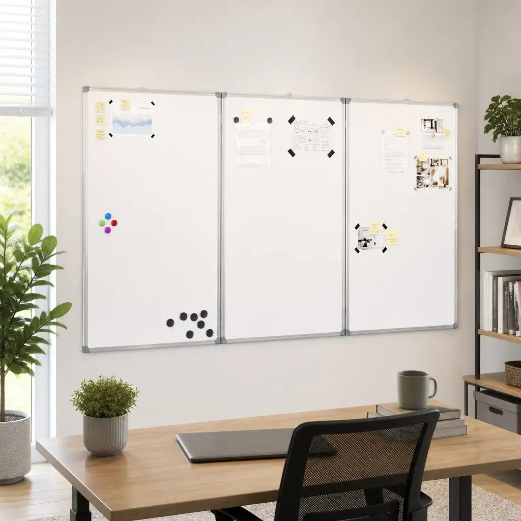 Foldable Magnetic Whiteboard with Two Panels for Presentations